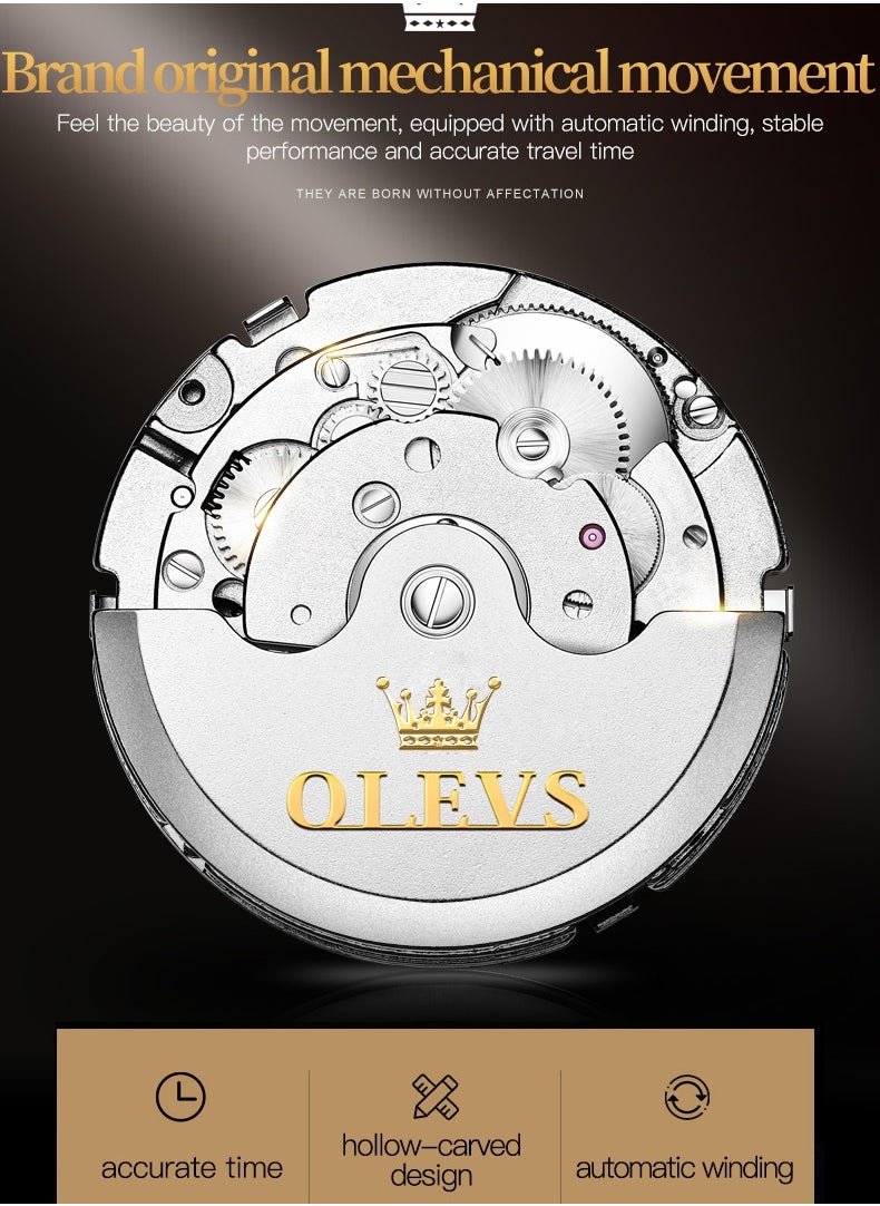 OLEVS OLEVS Watches Men Automatic,Self Winding Skeleton Watches for Men Tourbillon,Stainless Steel  - Image 3