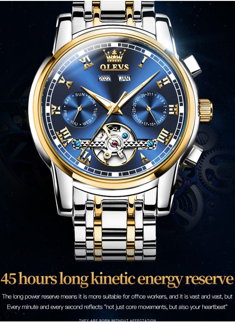 OLEVS OLEVS Watches Men Automatic,Self Winding Skeleton Watches for Men Tourbillon,Stainless Steel  - Image 4