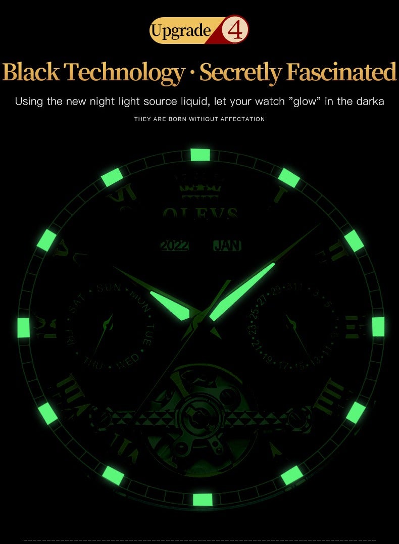 OLEVS Watches Men Automatic,Self Winding Skeleton Watches for Men Tourbillon,Stainless Steel