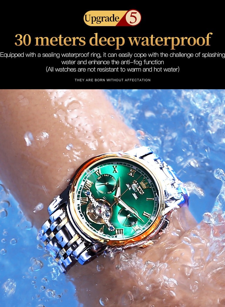 OLEVS Watches Men Automatic,Self Winding Skeleton Watches for Men Tourbillon,Stainless Steel