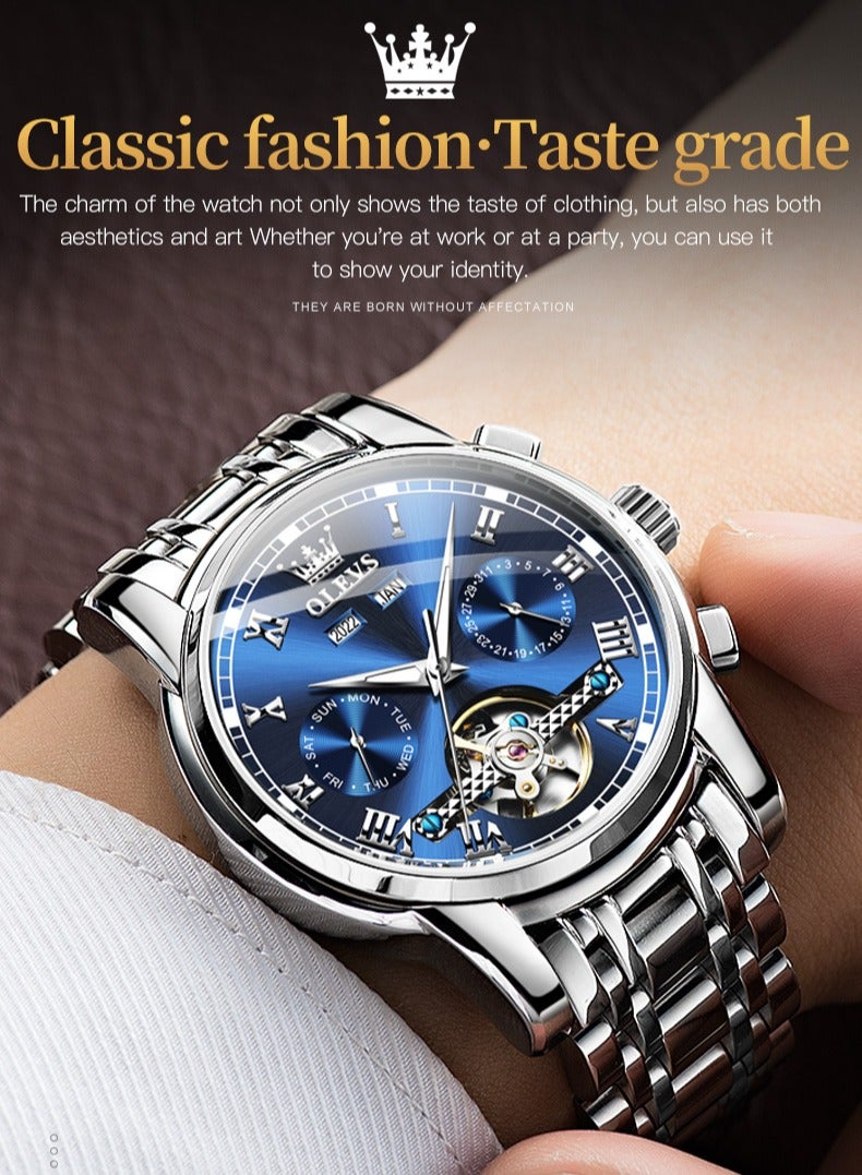 OLEVS Watches Men Automatic,Self Winding Skeleton Watches for Men Tourbillon,Stainless Steel