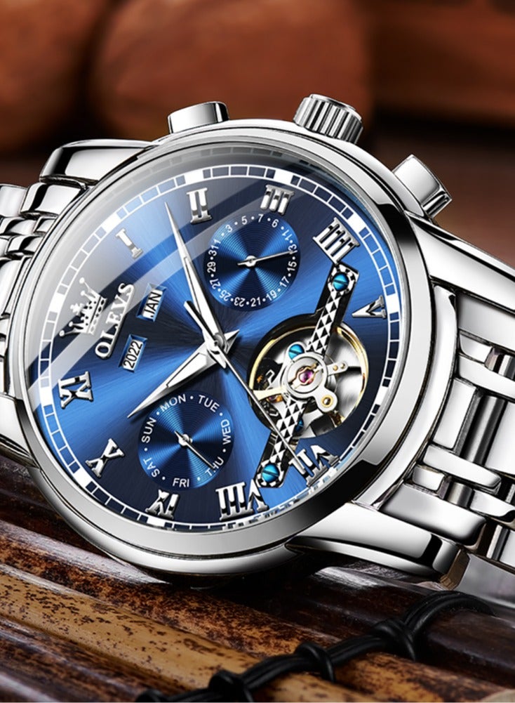 OLEVS Watches Men Automatic,Self Winding Skeleton Watches for Men Tourbillon,Stainless Steel