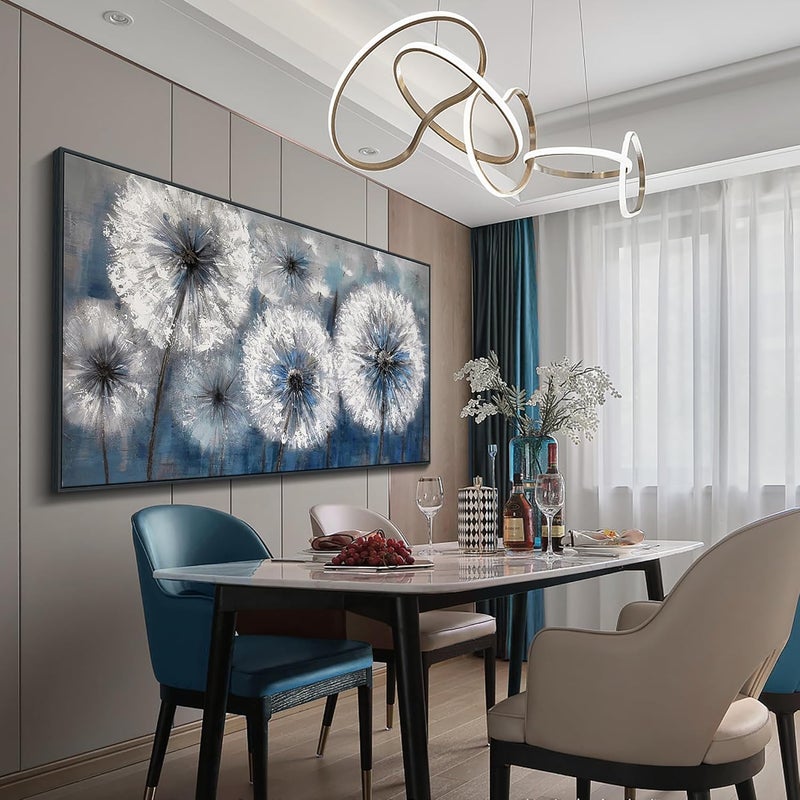 Pogusmavi Dandelion Wall Art - Blue Framed Decor - Image 5