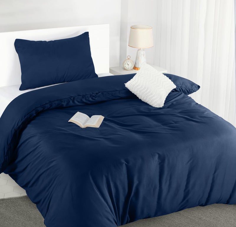 Utopia Bedding Single Duvet Cover Sets  Soft Microfibre Polyester Duvet Cover with Pillow case  Bedding Quilt Cover Set Navy