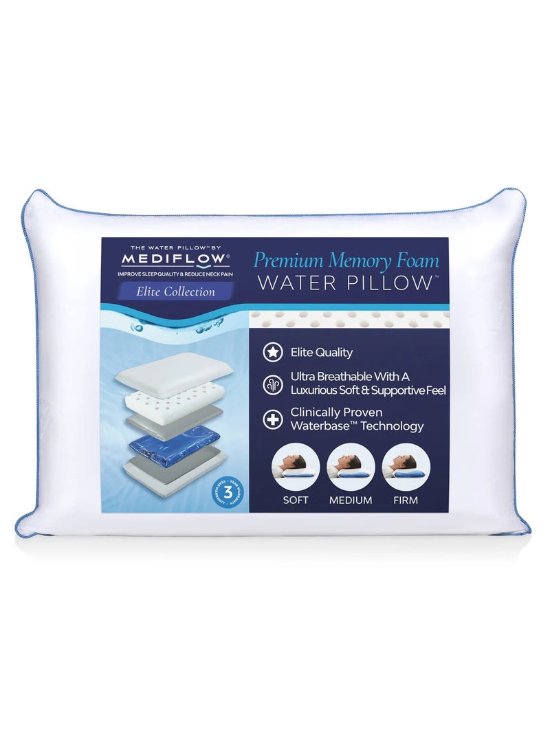 MEDIFLOW Elite Memory Foam Mediflow Water Pillow | Precise Neck Support, 300TC Cotton, Leak-Resistant - Image 1