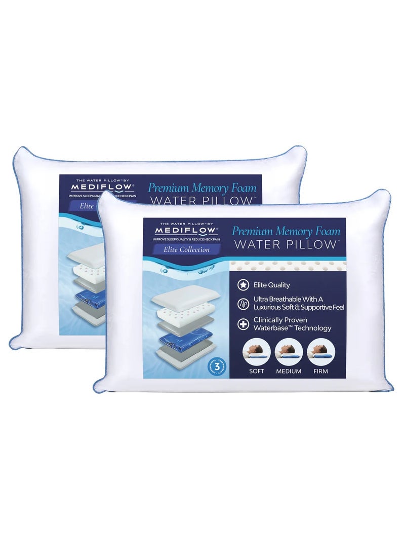 MEDIFLOW Elite Memory Foam Mediflow Water Pillow | Precise Neck Support, 300TC Cotton, Leak-Resistant - Image 2
