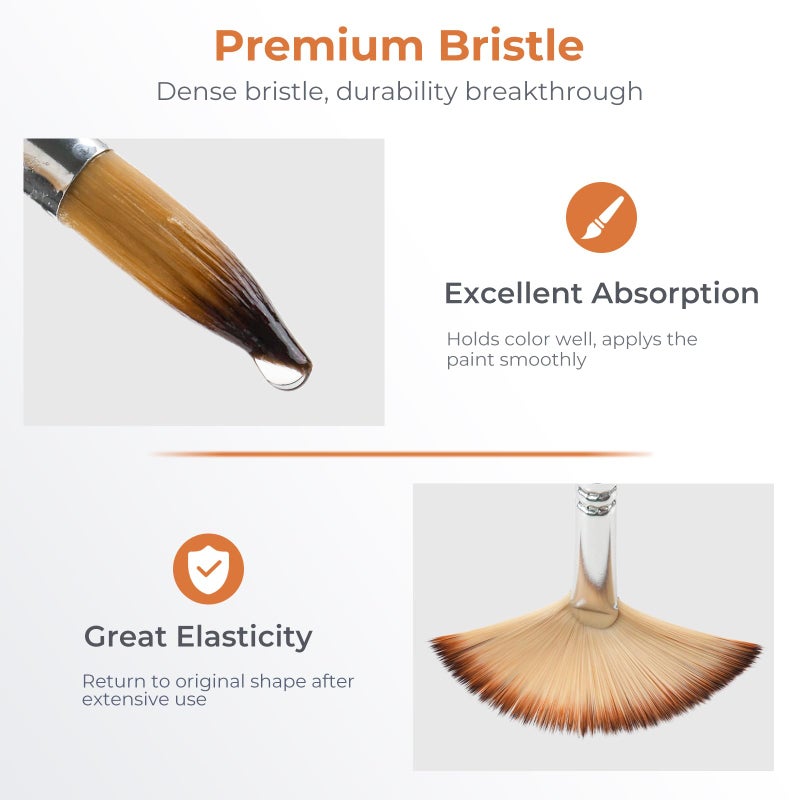 Nicpro 30pcs Paint Brush Set, Professional Paintbrushes with Paint Spatula and Cloth Roll, Craft Paint Brushes for Acrylic Painting, Oil, Watercolor, Gouache, Art Supplies for Artists and Beginners - Image 3