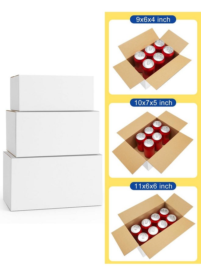 Poever - Assorted-Sizes-Shipping-Boxes-45-Pack: 9X6X4 & 10X7X5 & 11X6X6 Small-Shipping-Boxes-Mailers, White Corrugated-Cardboard-Boxes-For-Packing-Small-Business Mailing - Image 1