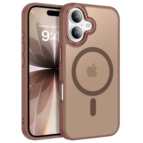 YINLAI for iPhone 17 Case 6.3-inch,Magnetic Compatible with MagSafe, Slim Matte Anti-Fingerprint, Shockproof Full Body Military Grade Protection for iPhone 17 Cover, Brown - Image 1