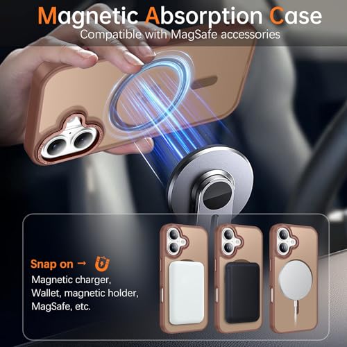 YINLAI for iPhone 17 Case 6.3-inch,Magnetic Compatible with MagSafe, Slim Matte Anti-Fingerprint, Shockproof Full Body Military Grade Protection for iPhone 17 Cover, Brown - Image 3