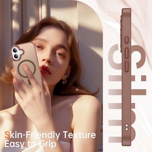 YINLAI for iPhone 17 Case 6.3-inch,Magnetic Compatible with MagSafe, Slim Matte Anti-Fingerprint, Shockproof Full Body Military Grade Protection for iPhone 17 Cover, Brown - Image 5
