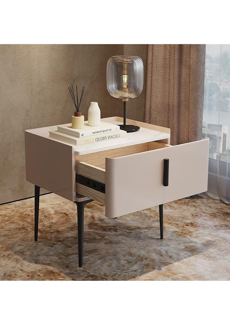 Neo Front Neo Front Nightstand Bedside Cabinet with Drawer – Modern Wood Night Stand, Sturdy Steel Frame, End Table for Bedroom & Living Room, Easy Assembly B-K06  - Image 2