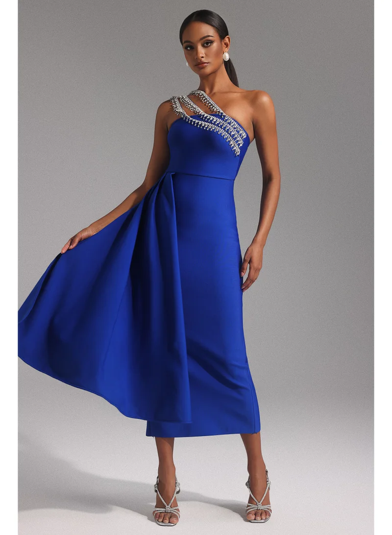 بيلا بارنيت فستان مارسيلا ماكسي بكتف واحد وشريط ماسي