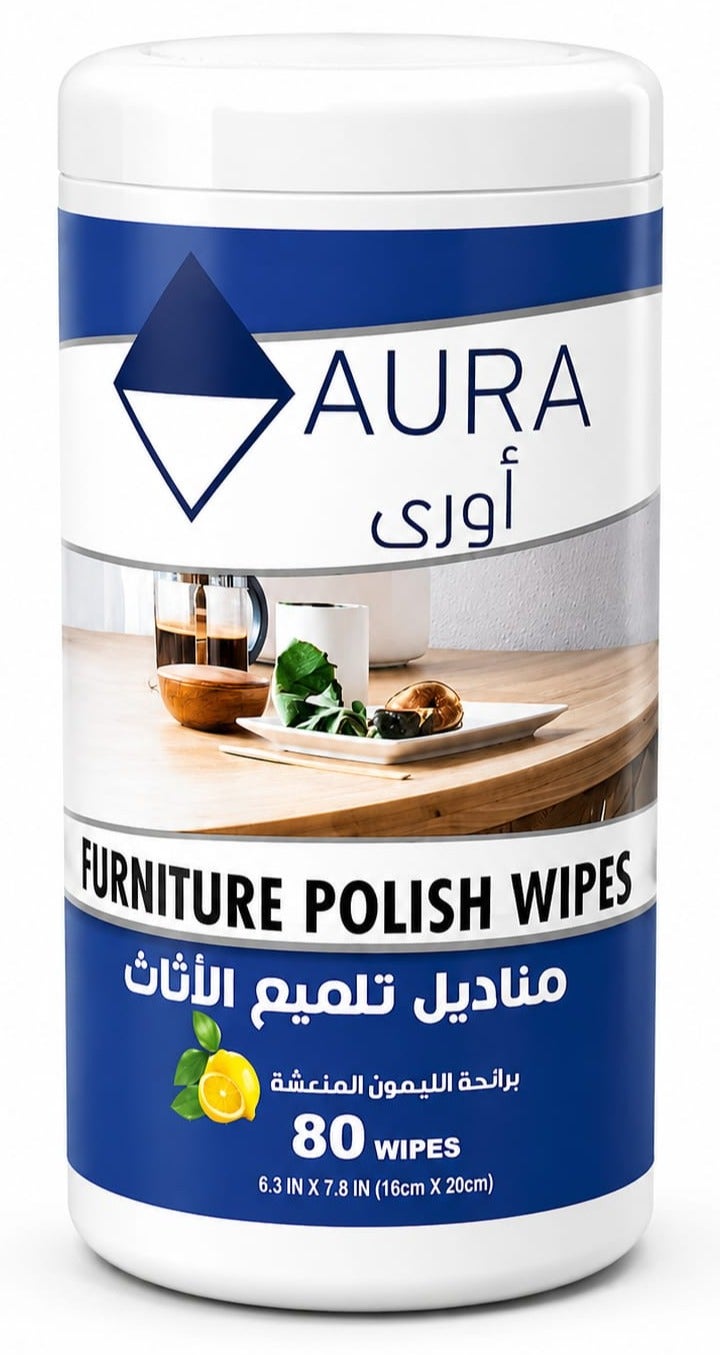 Furniture Polish Wipes, Refreshing Lemon Scent, 80 Wipes for Cleaning & Polishing Furniture
