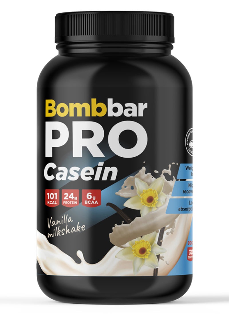 BOMBBAR Pro Casein Protein Powder with Vanilla Milkshake Flavor 900g  - Image 1