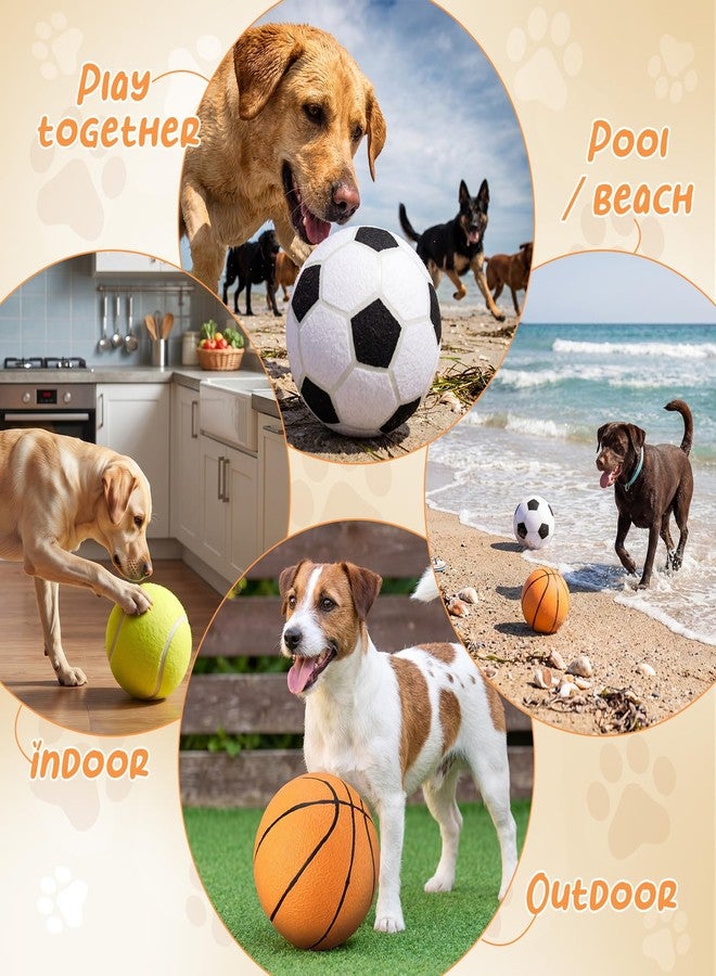 Vinsot 3 Pack 9.5" Large Dog Toy Balls Set Interactive Pet Toys Dog Toy Sports Balls Chew Oversize Felt Training Fetch Ball for Small Medium Large Dogs Outdoor Play - Image 4
