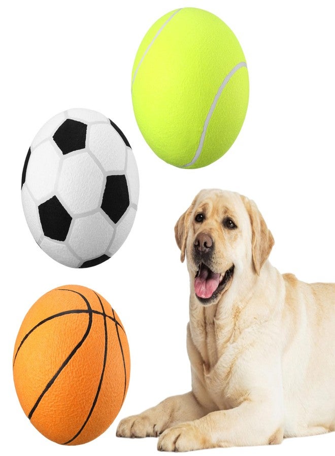 Vinsot 3 Pack 9.5" Large Dog Toy Balls Set Interactive Pet Toys Dog Toy Sports Balls Chew Oversize Felt Training Fetch Ball for Small Medium Large Dogs Outdoor Play - Image 1