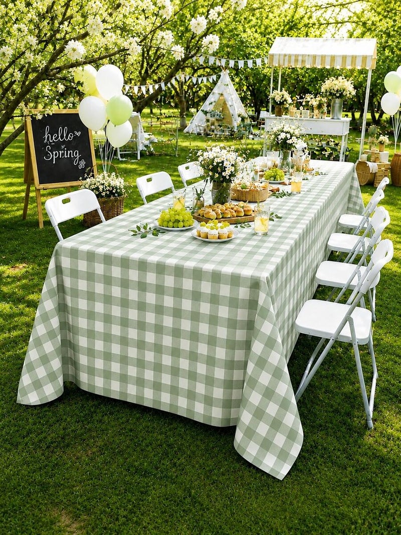1/6/12PCS Light Blue & White Checkered Plastic Tablecloth, Disposable Plaid Table Cover for Party, Wedding, Birthday, Picnic - 137x274cm
