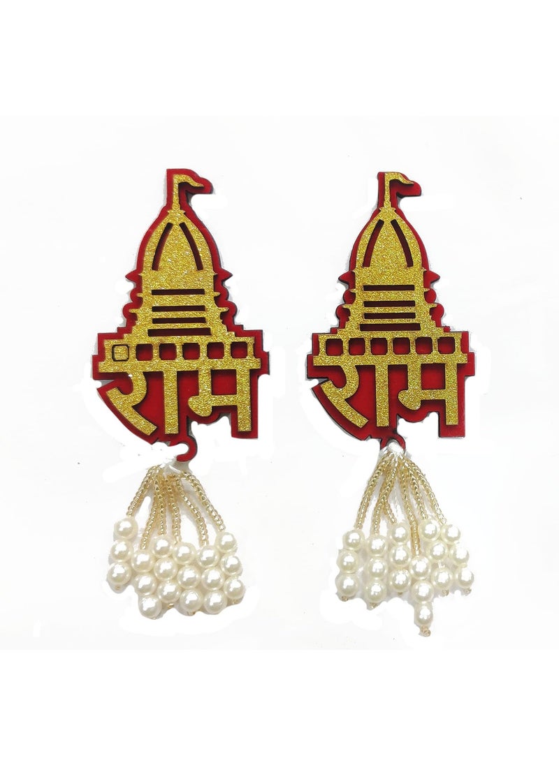 BITONA BITONA Puja Sohn Soon Puja Ram Ram Wood Tags Door Sticker Tags 3 Pairs self Stick 6 Piece for Festival Specially Rakhi etc Different Designs  - Image 2