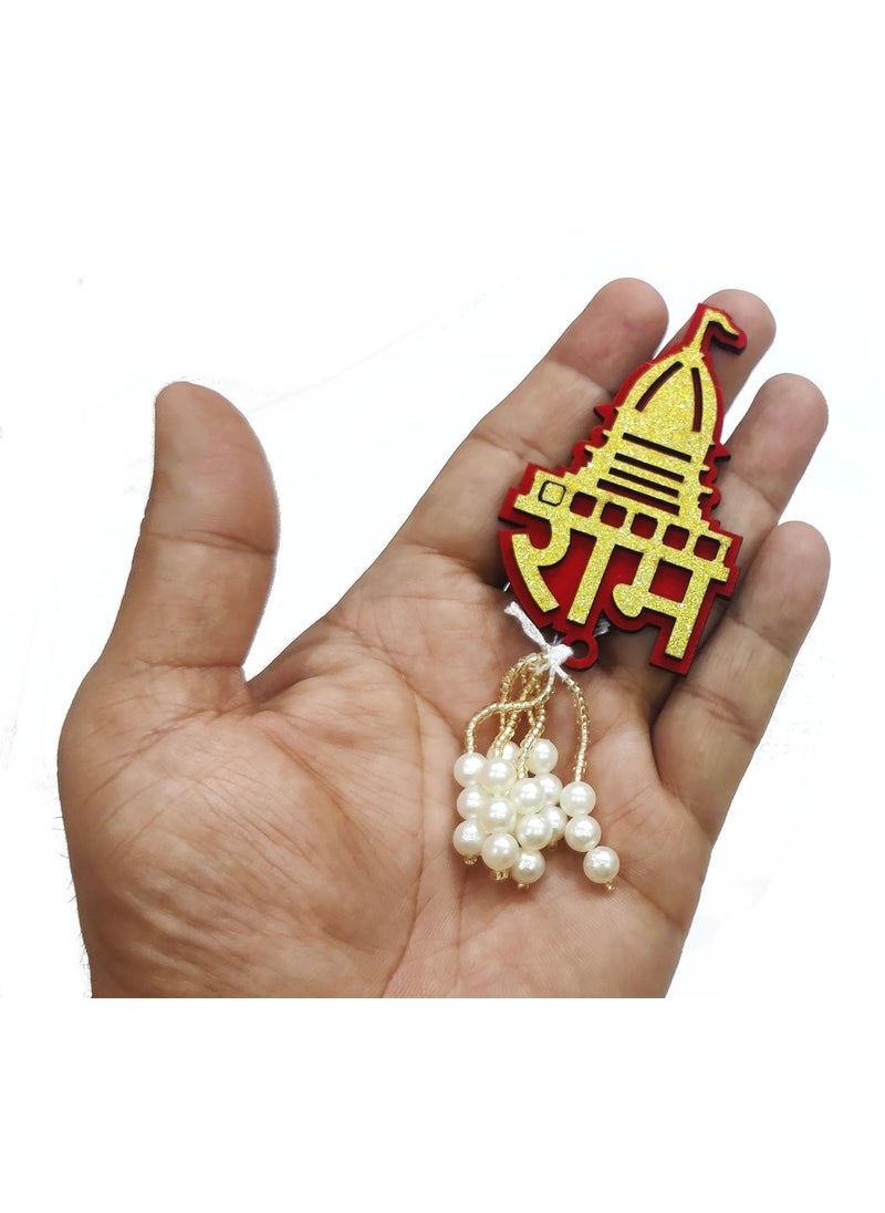 BITONA BITONA Puja Sohn Soon Puja Ram Ram Wood Tags Door Sticker Tags 3 Pairs self Stick 6 Piece for Festival Specially Rakhi etc Different Designs  - Image 5