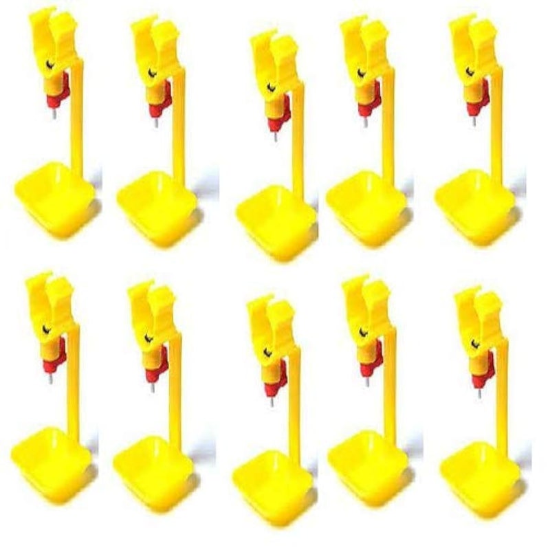 Automatic Drinking Bowl Water Drinker Fluid Cup Farm Tool Nipple Drinker with Cup (10 Pieces, Multicolour)