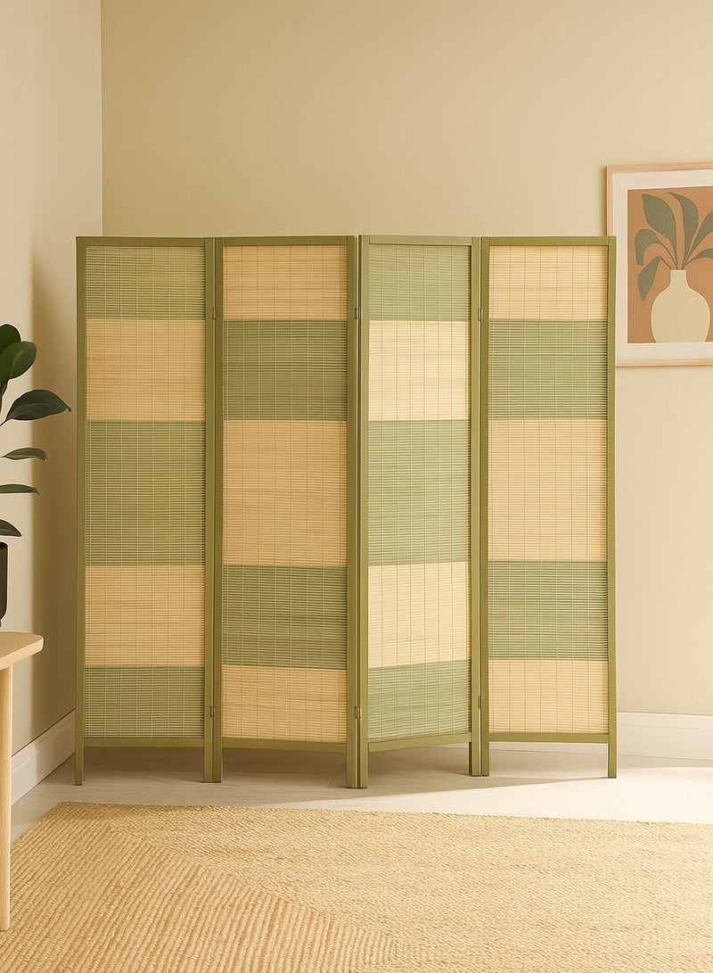 اي اف تي مقسم غرفة من الخيزران بتصميم أنيق - شاشة خصوصية طويلة قابلة للطي لفصل الغرفة بشكل فعال، مقسم جداري محمول قائم بذاته مع شبكة خيزران منسوجة أنيقة، مثالي للاستخدام في المنزل والمكتب. (الزيتون الأخضر) عرفان - Image 1