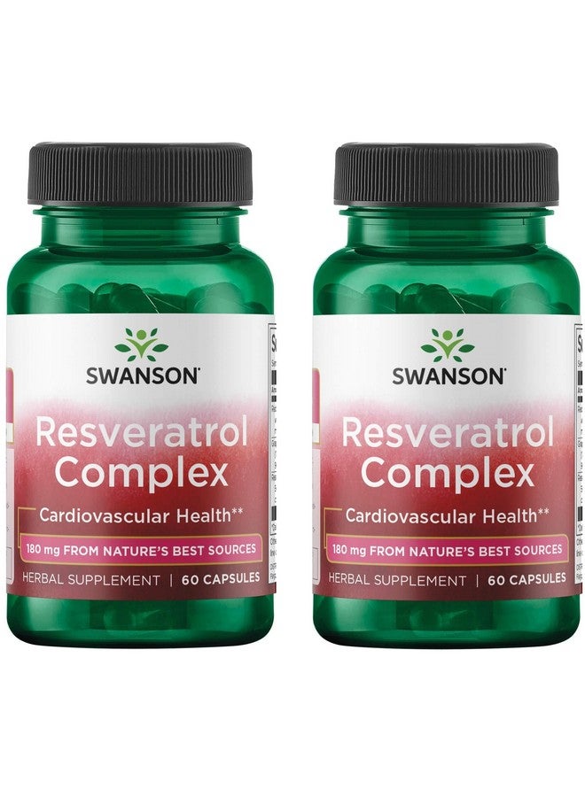 Swanson Resveratrol Complex - Herbal Supplement Promoting Cardiovascular Health & Protection - Natural Formula Promoting Natural Health & Wellness - (60 Capsules) (2 Pack)