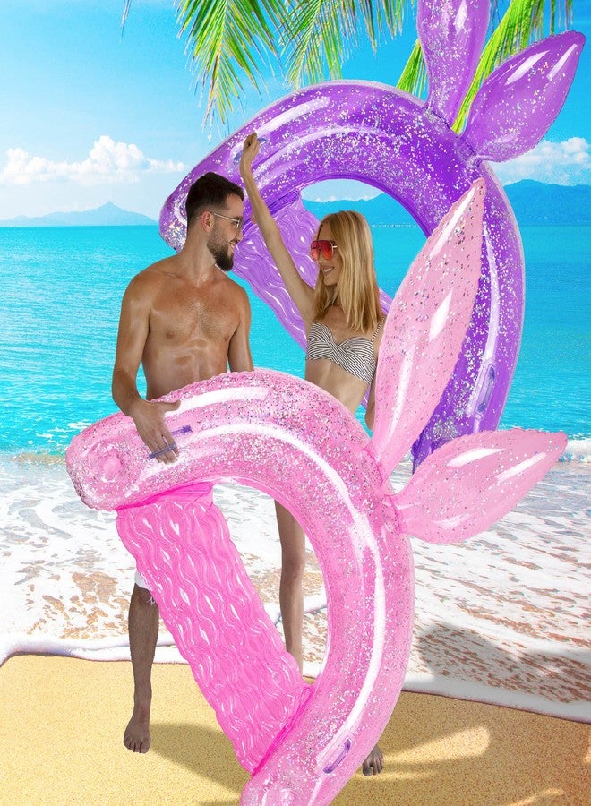 POZA Inflatable Purple Bunny Pool Float Chair - Luxurious Lounger Filled with Sparkle Confetti, 2 Built in Cup Holders & Handles, Water Floating Chair for Beach, Lake & Swimming Pool - 48 x 38 Inch - Image 5
