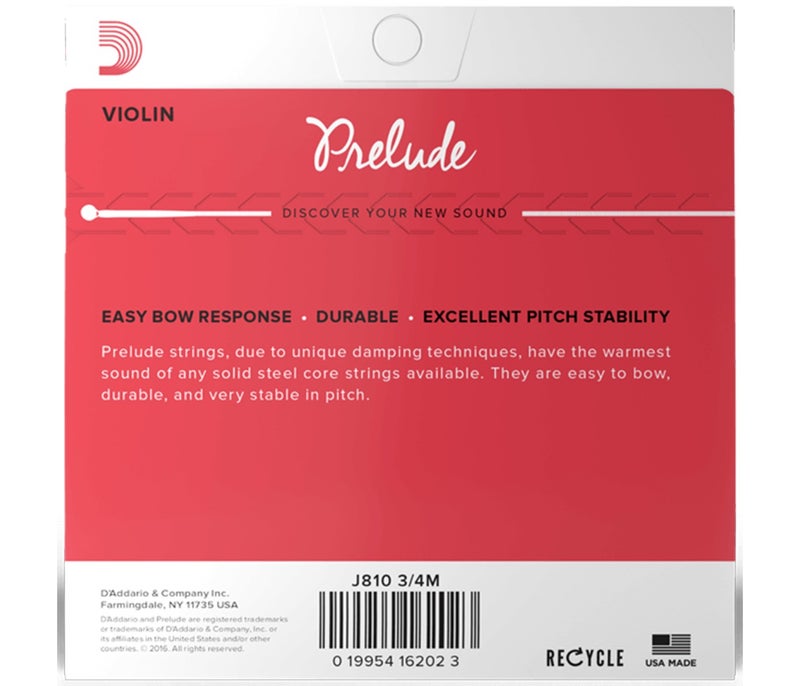 Daddario J810 3/4M Prelude Violin String - 3/4 Scale - Medium Tension - Image 2