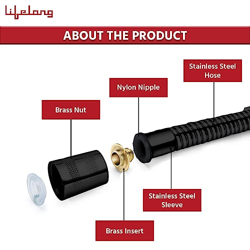 Lifelong Bathroom Water Gun - Jet Spray for Toilet - High Pressure Health Faucet, ABS Handheld Bidet - SS-304 Grade,1 mtr Flexible Hose Pipe & Wall Hook for English Toilet - Black (LLBAHFB01) - Image 5