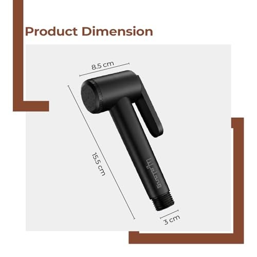 Lifelong Bathroom Water Gun - Jet Spray for Toilet - High Pressure Health Faucet, ABS Handheld Bidet - SS-304 Grade,1 mtr Flexible Hose Pipe & Wall Hook for English Toilet - Black (LLBAHFB01) - Image 3