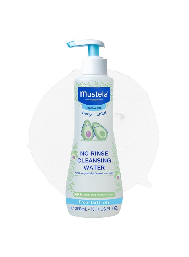 erorex Mustela No Rinse Cleansing Water with Avocado 300ml for Baby Normal Skin 98% Natural Origin - Image 1