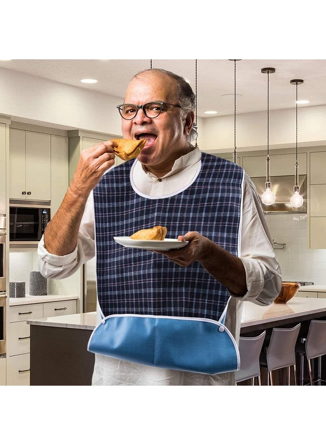 Optifit® Adult Bib, Waterproof & Reusable Dining Protector, Easy Clean, Anti-Oil, Spill-Proof Mealtime Adults Bib for Elderly, Blue - Image 5