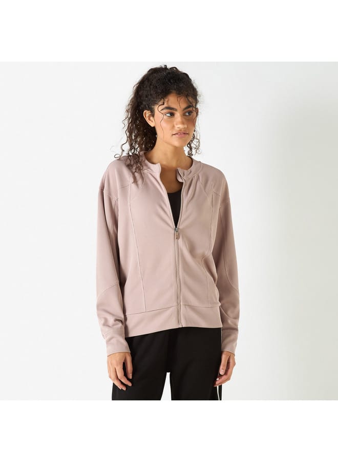 Kappa Kappa Ribbed Zip Through Jacket with Long Sleeves  - Image 1