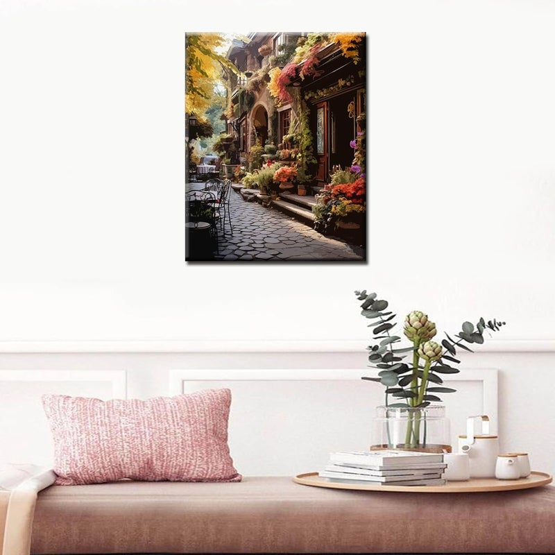 Tucocoo European Architecture Town Paint by Numbers for Adults Rome Scenery DIY Oil Painting Kits for Kids Green Leaves Paintings Pictures Arts Crafts for Home Wall Decor 16x20inch Frameless - Image 2