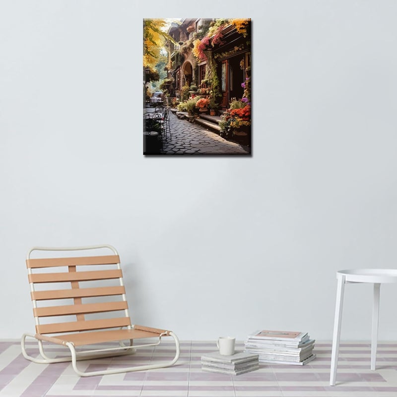 Tucocoo European Architecture Town Paint by Numbers for Adults Rome Scenery DIY Oil Painting Kits for Kids Green Leaves Paintings Pictures Arts Crafts for Home Wall Decor 16x20inch Frameless - Image 4