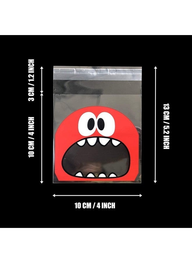 Chocozone Pack Of 100 Self Adhesive Guddy Bags Party Favor Bags Cookie Bags Chocolate Pouches Birthday Party Return Gift Bags (Red) - Image 3