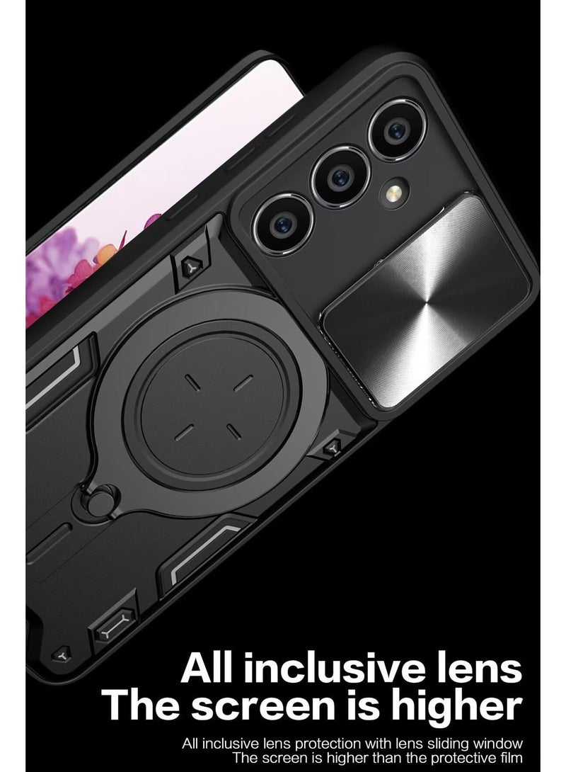 Samsung Galaxy A35 Mobile Phone Case Cover, Slide Camera Lens Cover, 360°Rotating Kickstand Ring, Bumper Shockproof Phone Case，Compatible with Car Magnetic Mount - Image 4
