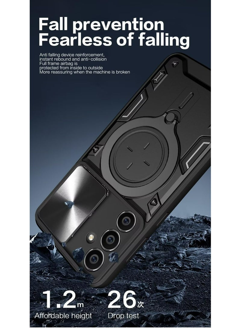 Samsung Galaxy A35 Mobile Phone Case Cover, Slide Camera Lens Cover, 360°Rotating Kickstand Ring, Bumper Shockproof Phone Case，Compatible with Car Magnetic Mount - Image 5