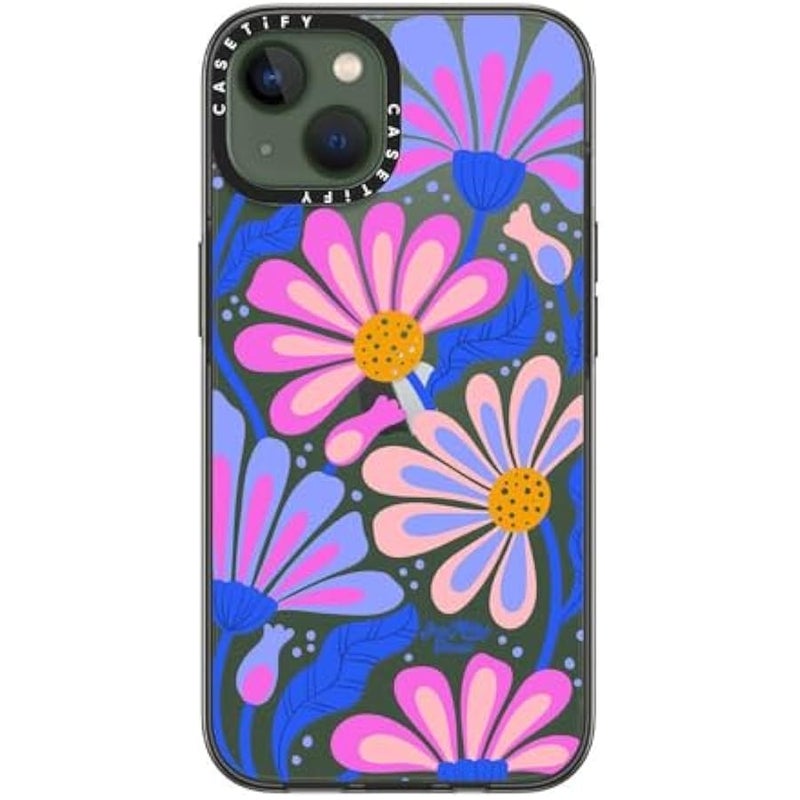 CASETIFY Compact Case for iPhone 13 【Lightweight / 4 ft. 2X Military Grade Drop Protection/Slim】 - Mystic Daisy - Clear Black - Image 3