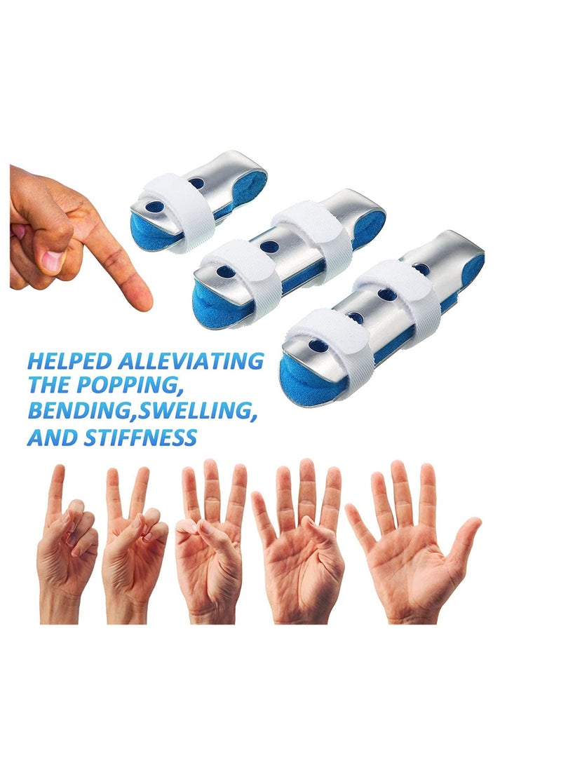 SYOSI 3Pieces Finger Splints, Metal Finger Support Finger Stabilizer in 3 Sizes and 20 Pieces Finger Sleeves Protectors Thumb Brace Support Elastic Compression Protector for Sports  - Image 3