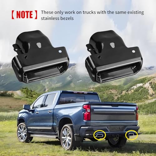 Vanshly 1 PAIR 2253506 Exhaust Tips Bezels GLOSS Black Compatible with Chevy Silverado/GMC Sierra 1500(2019-2024),Exhaust Tailpipe Tip Replaces Left& Right 84434641 Exh Tail Pipe Port,84434642 Sleeve Assembly - Image 4