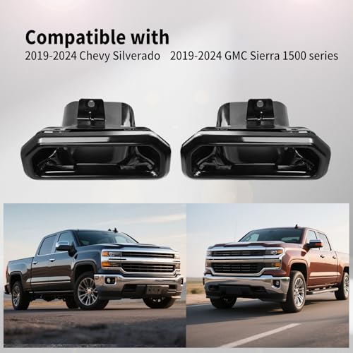 Vanshly 1 PAIR 2253506 Exhaust Tips Bezels GLOSS Black Compatible with Chevy Silverado/GMC Sierra 1500(2019-2024),Exhaust Tailpipe Tip Replaces Left& Right 84434641 Exh Tail Pipe Port,84434642 Sleeve Assembly - Image 3