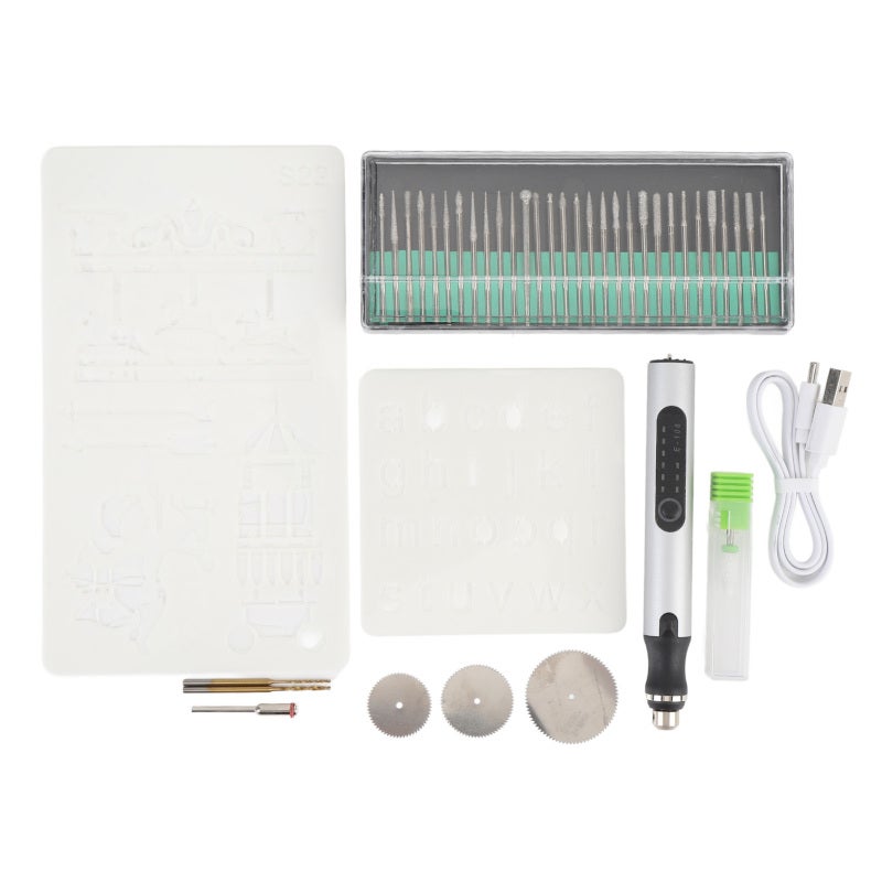 Cordless Rotary Engraving Tool Kit: 3 Speed Settings 5000-18000 R/min, Rechargeable Type C, Ergonomic Grip - Multifunctional Portable Engraver Pen for Home Craft Projects, Jewelry Making, Metal, Glass - Image 1