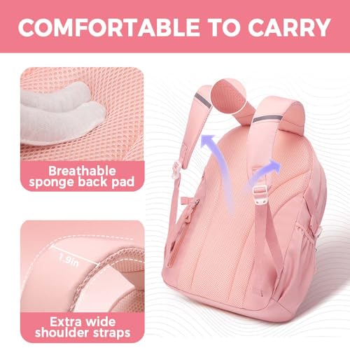 MININAI Cute Backpack for Kids Teen Girls Boys Kawaii Aesthetic Elementary Middle School Student Bookbag Preppy Laptop Backpack for Ages 6-8 8-10 10-12 with Pin Accessories Plush Pendant, Beige - Image 4