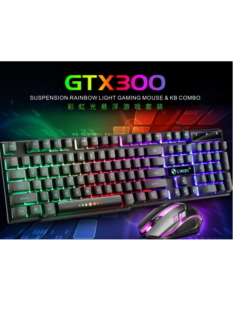 Rock Pow Arabic English Mechanical Gaming Keyboard with RGB LED Backlit 104 Keys USB Interface E-sport Waterproof Wired Keyboard for Windows/MacOS/Android PC Gamers - Image 1