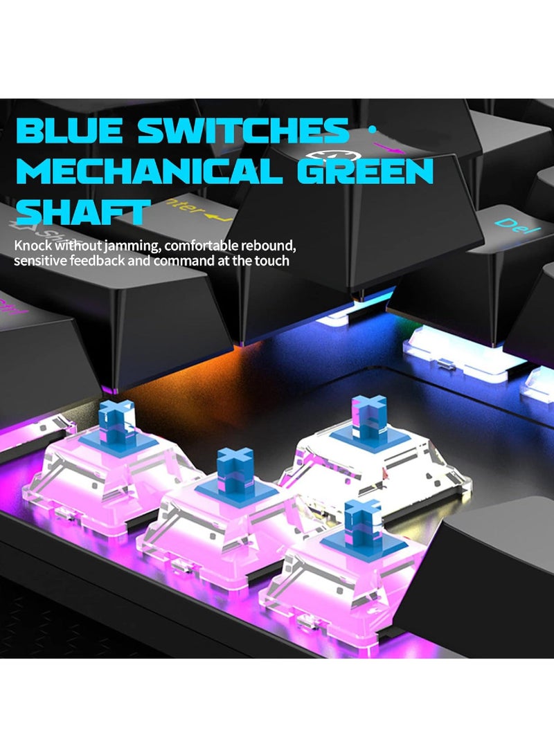 Rock Pow Arabic English Mechanical Gaming Keyboard with RGB LED Backlit 104 Keys USB Interface E-sport Waterproof Wired Keyboard for Windows/MacOS/Android PC Gamers - Image 3