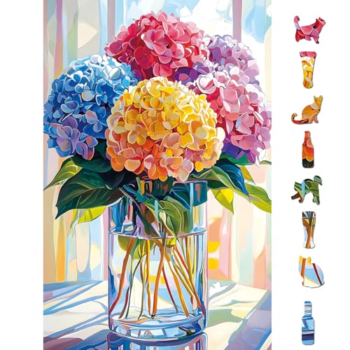 Blueforest 500 Piece Puzzles for Adults Colorful Hydrangeas Puzzle for Adults Hard Challenge Art Jigsaw Puzzles for Gifts Halloween Birthday Party Family 23 15 inchches inch Dust Free - Image 1