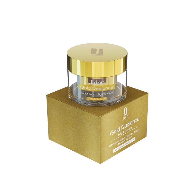JIDEN Gold Radiance Night Cream  50gm Enriched with Swarna BhasmaSaffron ExtractGrape ExtractRosemary Extract for Brightens Skin Reduce Dark Spots  Tightens Pores for All Skin Types WomenMen - Image 1