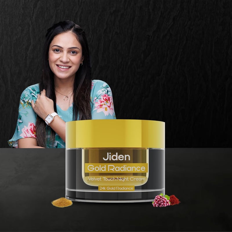 JIDEN Gold Radiance Night Cream  50gm Enriched with Swarna BhasmaSaffron ExtractGrape ExtractRosemary Extract for Brightens Skin Reduce Dark Spots  Tightens Pores for All Skin Types WomenMen - Image 4